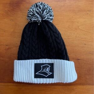 Black and White Knit Beanie with Pom